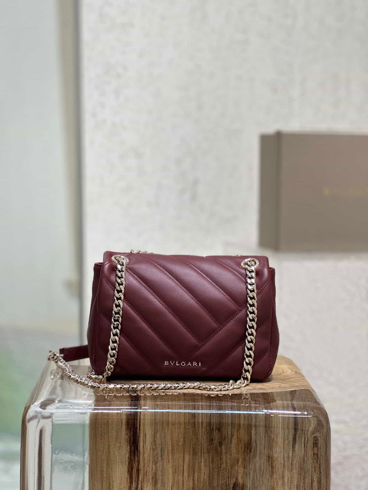BVL Serpent Cabochon Bag 22.5cm Red Cafskin GHW 188274