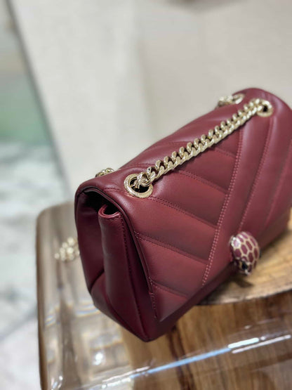 BVL Serpent Cabochon Bag 22.5cm Red Cafskin GHW 188274