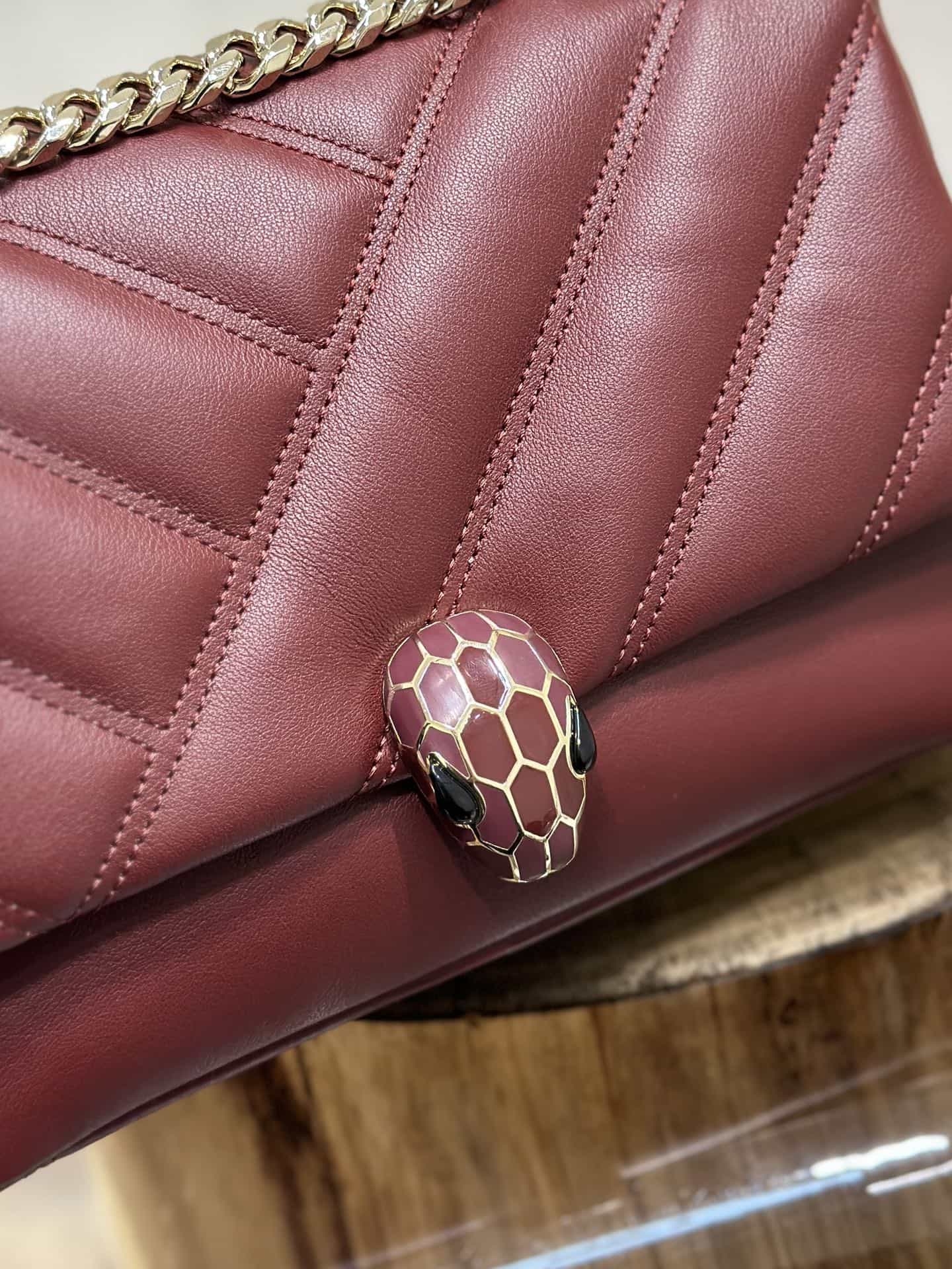 BVL Serpent Cabochon Bag 22.5cm Red Cafskin GHW 188274
