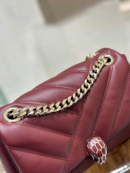BVL Serpent Cabochon Bag 22.5cm Red Cafskin GHW 188274