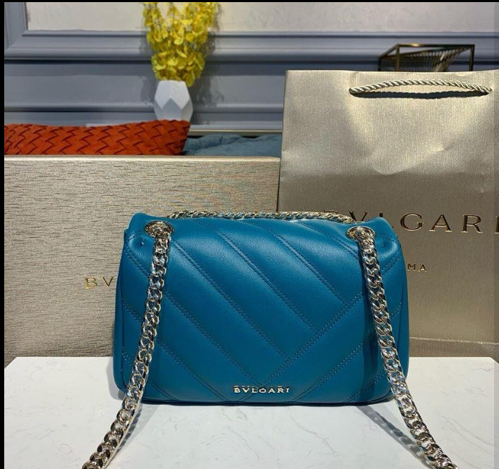 BVL Serpent Cabochon Bag 22.5cm Blue Cafskin GHW 188266