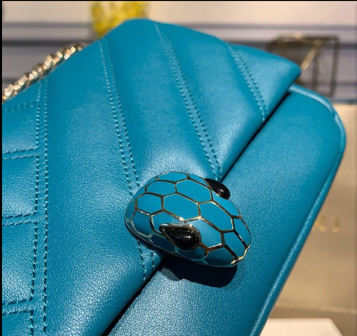BVL Serpent Cabochon Bag 22.5cm Blue Cafskin GHW 188266