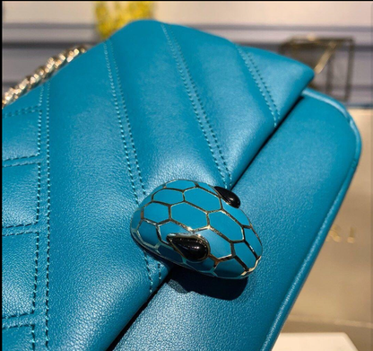 BVL Serpent Cabochon Bag 22.5cm Blue Cafskin GHW 188266
