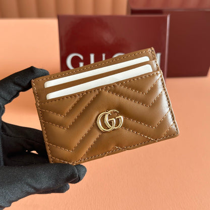 GG Marmont Card Holder Brown Matelassé Leather