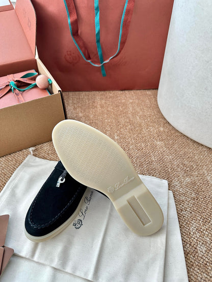 Loro Piana Summer Charms Walk Suede Mules - Black