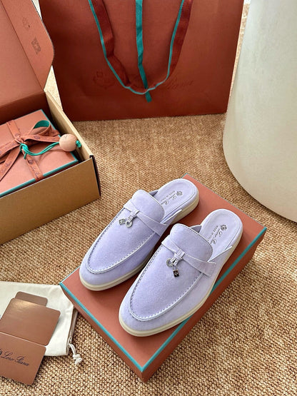 Loro Piana Summer Charms Walk Suede Mules - Lavender