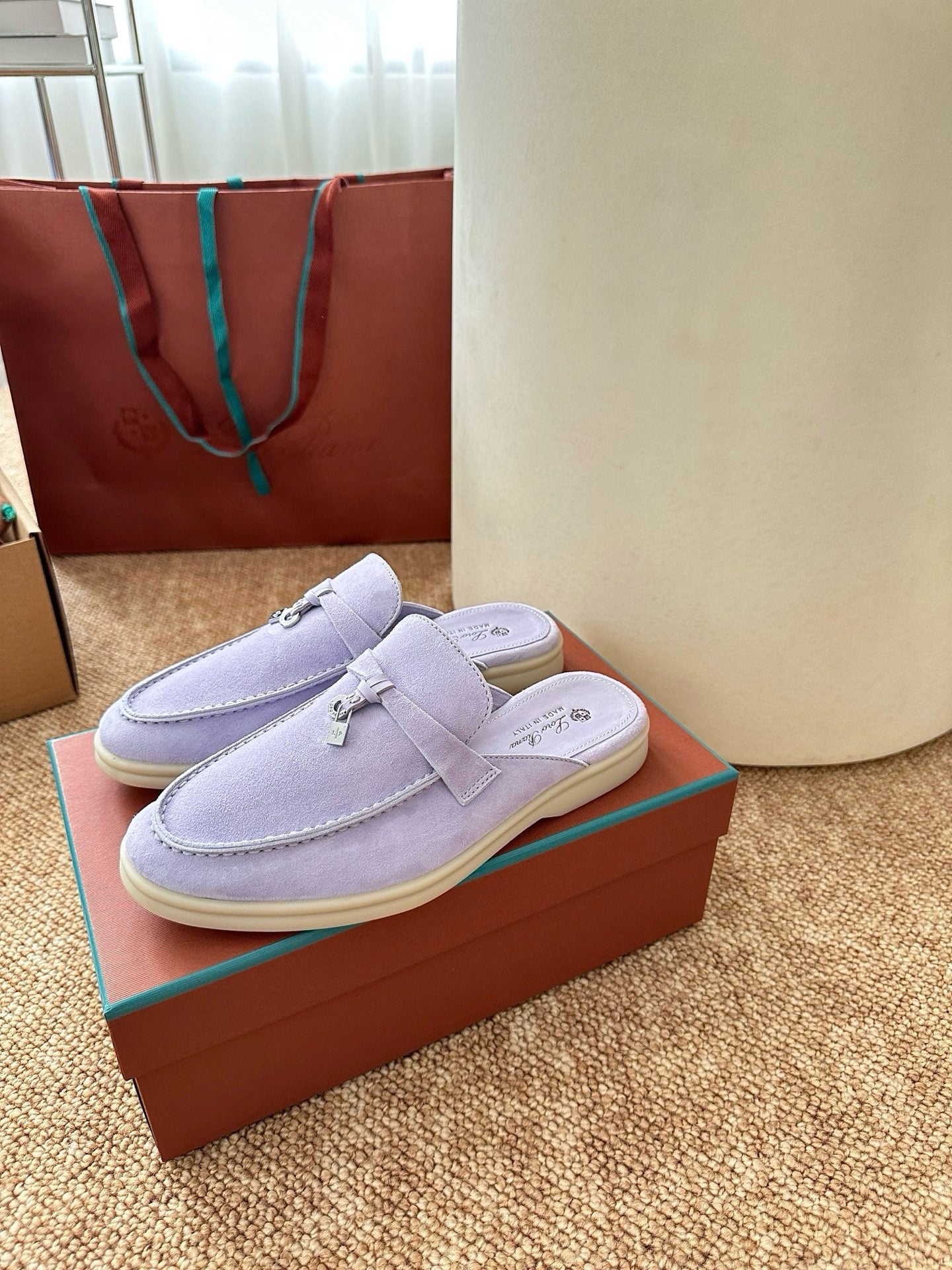 Loro Piana Summer Charms Walk Suede Mules - Lavender