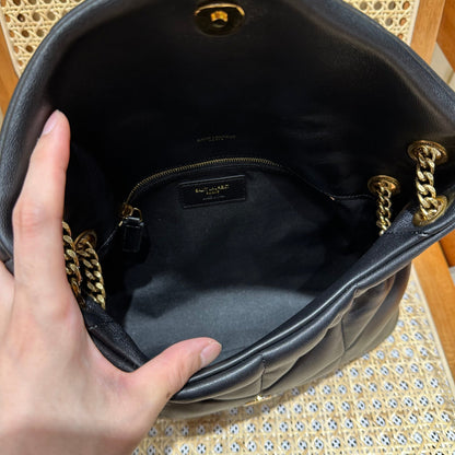 YSL Loulou Puffer Quilted Bag Black Gold Lambskin 338812