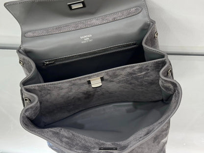 Balenciaga Small Bag 29 Gray Suede Sliver Hardware