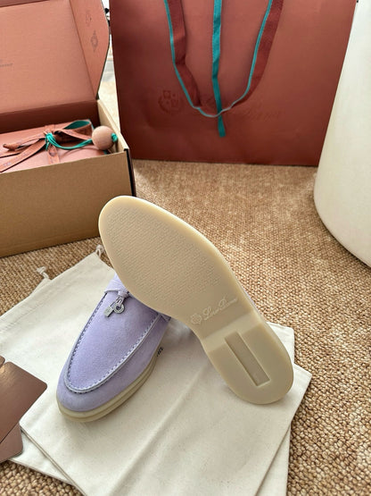 Loro Piana Summer Charms Walk Suede Mules - Lavender
