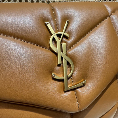 YSL Loulou Puffer Quilted Bag Brown Gold Lambskin 338793