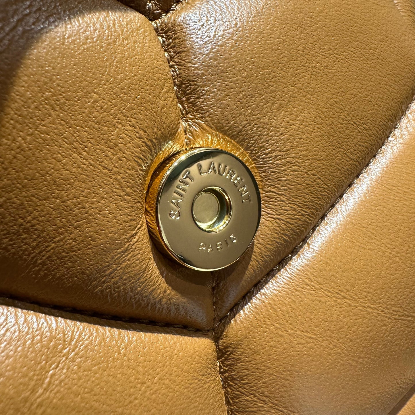 YSL Loulou Puffer Quilted Bag Brown Gold Lambskin 338793