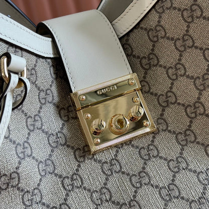 GG Padlock Bag Beige White Leather Canvas