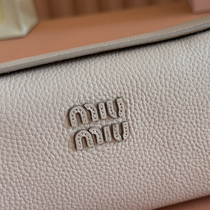 Miu Japan Pop-up Crossbody Bag 18cm Sand Cowhide