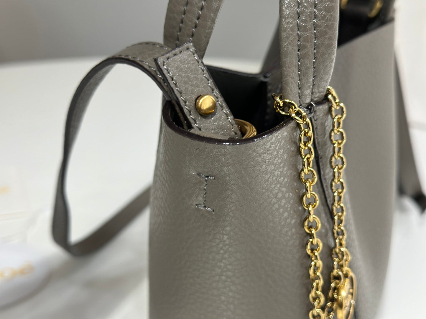 Chloe Spin Tote Bag Small 18cm Grey Calfskin 272291