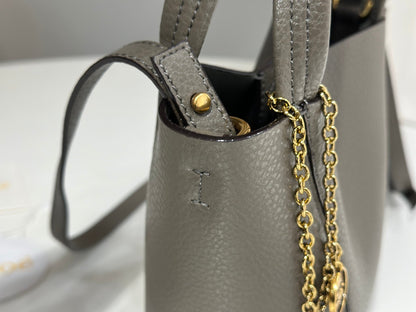 Chloe Spin Tote Bag Small 18cm Grey Calfskin 272291
