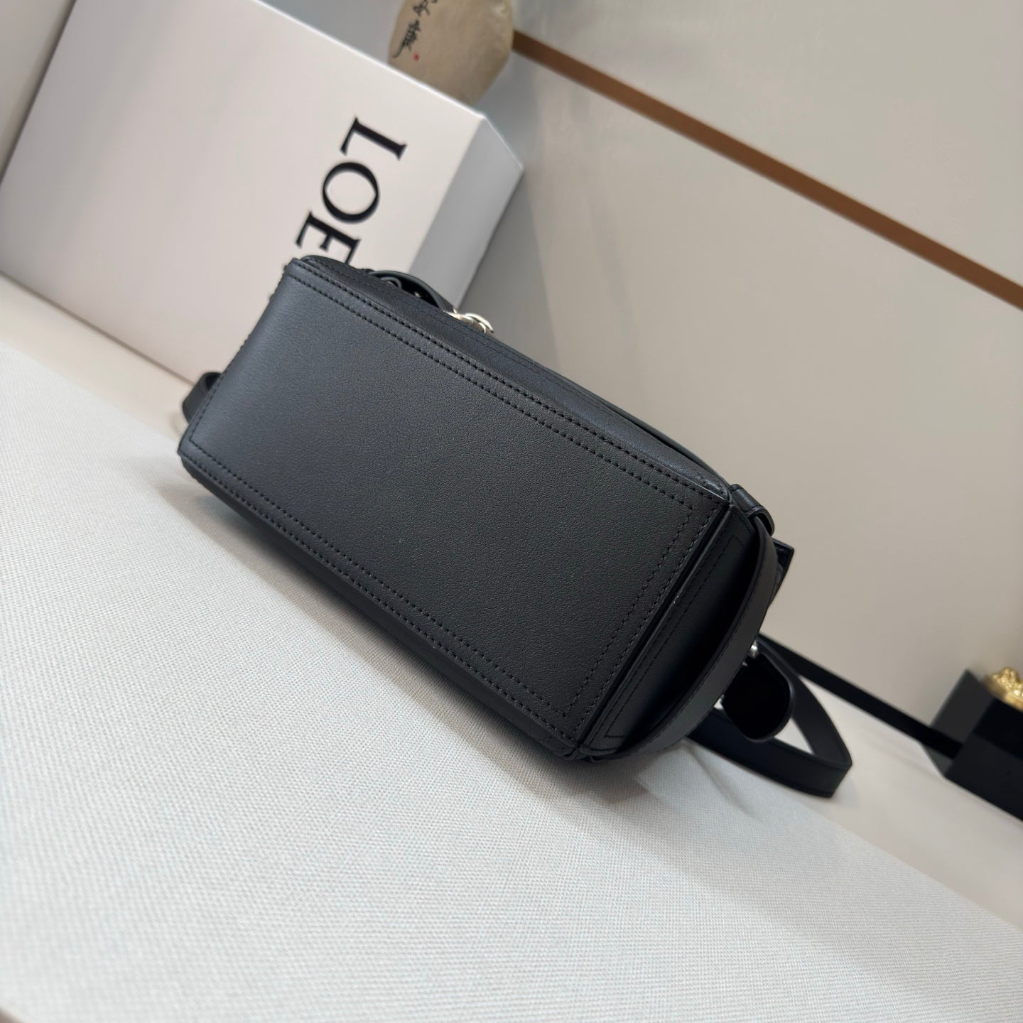 Loew Puzzle Biker Shoulder Bag 24cm Black Cowhide