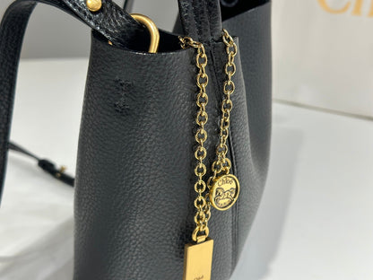 Chloe Spin Tote Bag Small 18cm Black Calfskin 272275