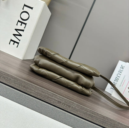 Loewe 25s Puffer Goya Bag 20 Khaki Green Lambskin