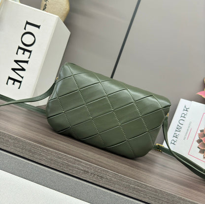 Loewe 25s Puffer Goya Bag 20 Bottle Green Lambskin