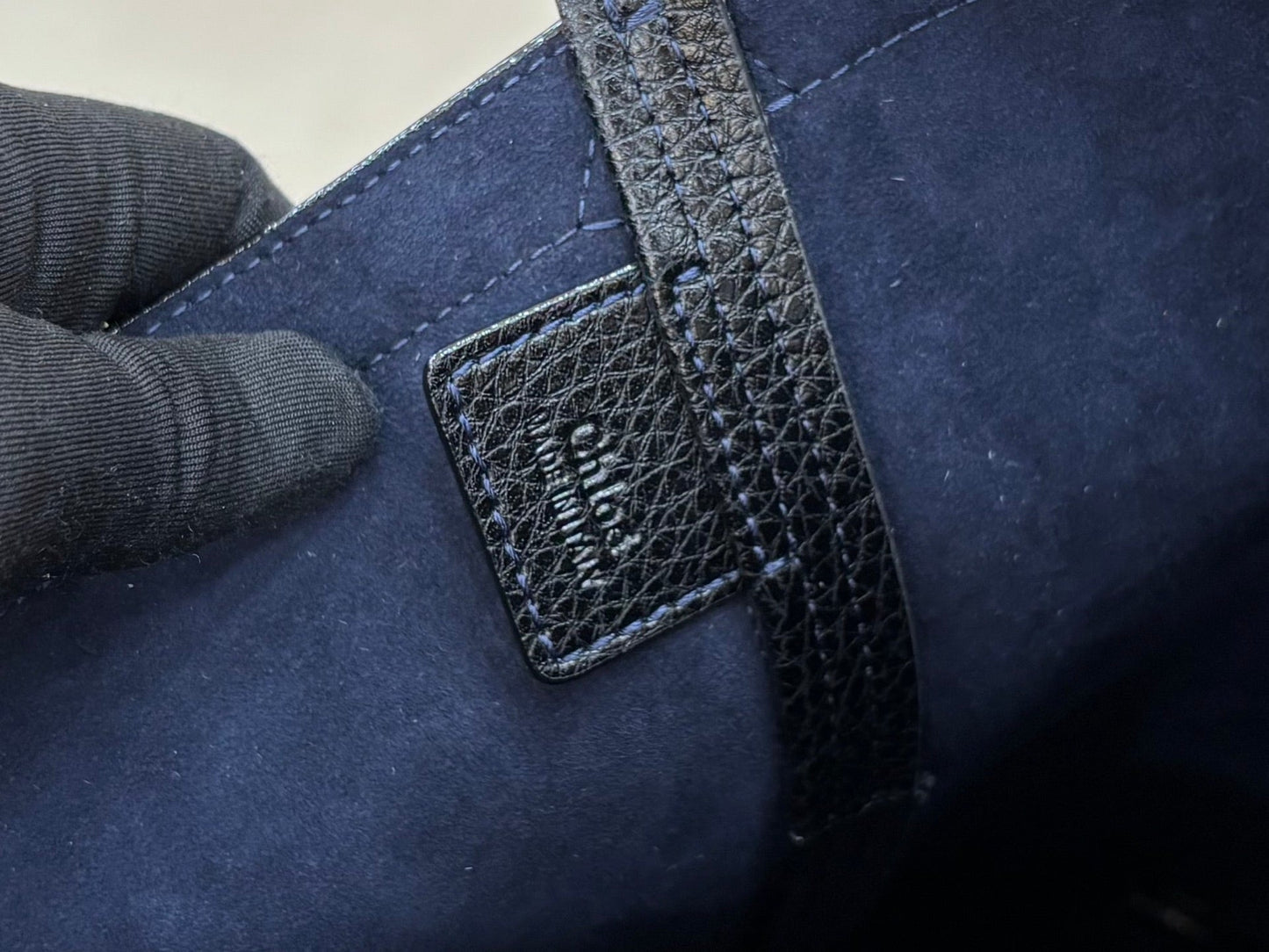 Chloe Spin Tote Bag Medium 27cm Blue Denim Calfskin 272224