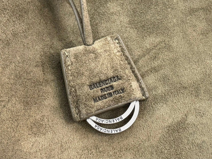 Balenciaga Medium Bag 35 Olive Green Suede Sliver Hardware