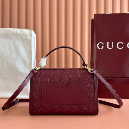 GG Padlock Handbag 26cm Burgundy GG Pattern Leather