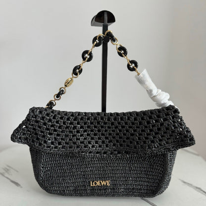 Loewe Medium Ola Bag 26 Black Raffia