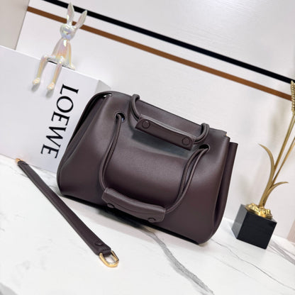 Loewe Madrid Handbag 28.5 Dark Reddish Brown Cowhide