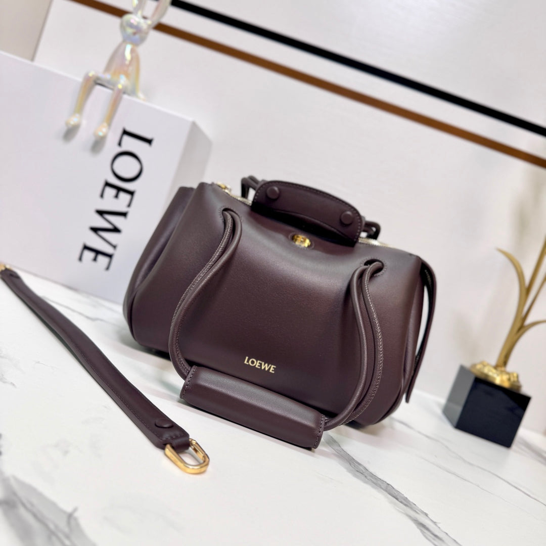 Loewe Madrid Handbag 23.5 Dark Reddish Brown Cowhide