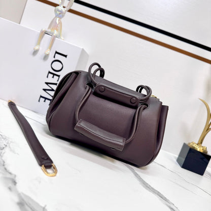 Loewe Madrid Handbag 23.5 Dark Reddish Brown Cowhide