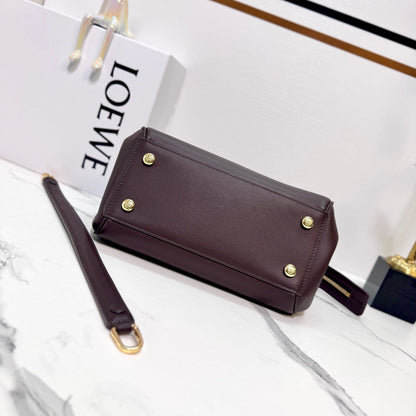 Loewe Madrid Handbag 23.5 Dark Reddish Brown Cowhide