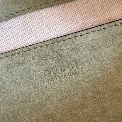 GG Medium Shoulder Bag With Chain Light Olive Green GG Suede