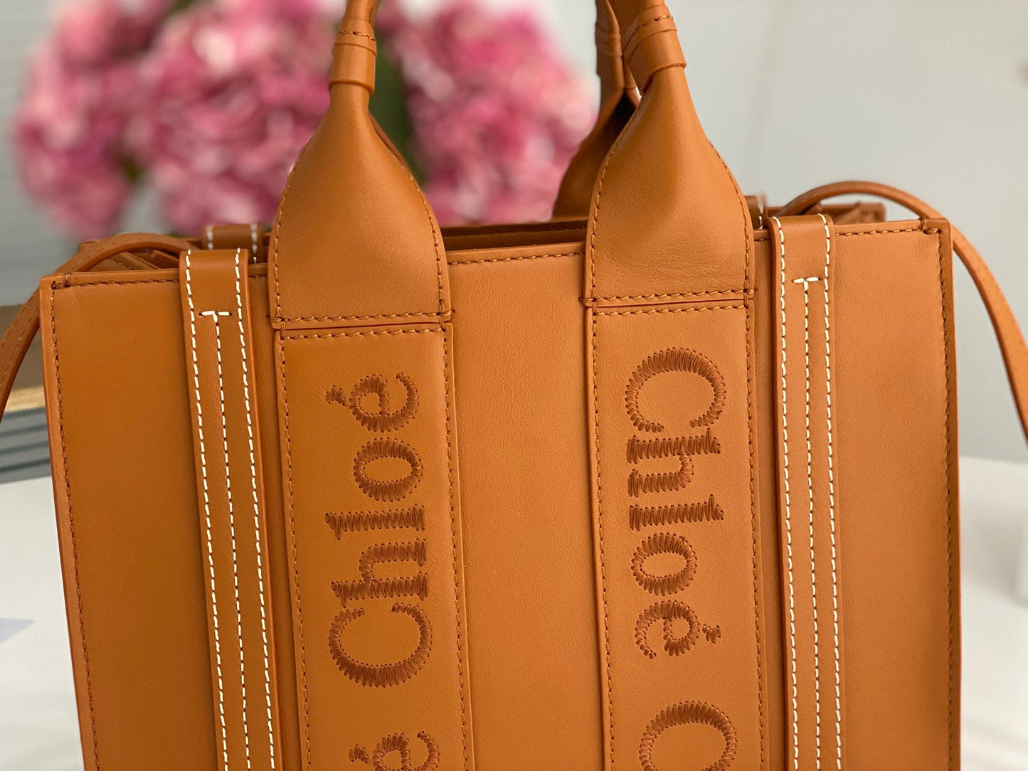 Chloé Woody small tote bag 26cm brown calfskin