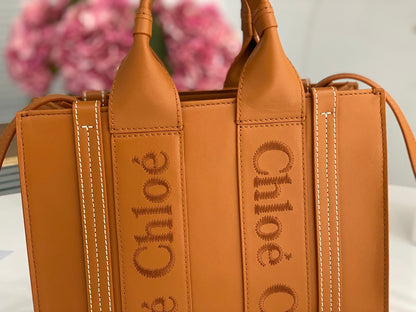 Chloé Woody small tote bag 26cm brown calfskin