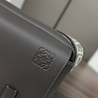 Loewe XS Military Messenger Bag 24.5 Charcoal Grey Cowhide