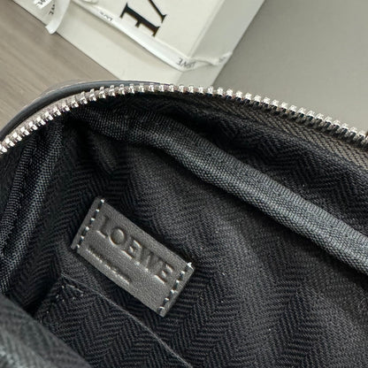 Loewe XS Military Messenger Bag 24.5 Charcoal Grey Cowhide