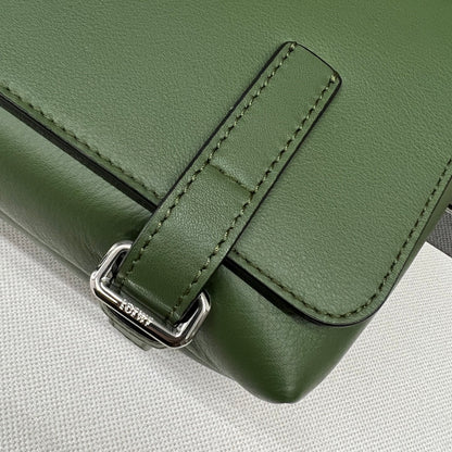 Loewe XS Military Messenger Bag 24.5 Olive Green Cowhide