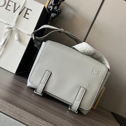 Loewe XS Military Messenger Bag 24.5 Light Grey Cowhide