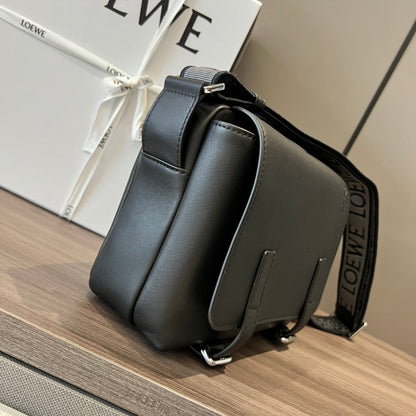Loewe XS Military Messenger Bag 24.5 Black Cowhide