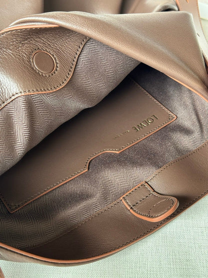 Loewe 2025 Draped Tote Bag Dark Chestnut Mellow Nappa Lambskin