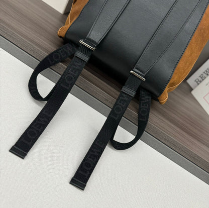 Loewe 2025 Flamenco Backpack 40cm Black Brown Leather Suede 274692