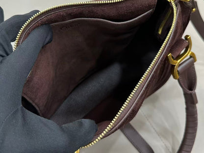 Marcie Bag In Grained Leather  Dark Brown Suede