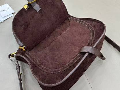 Marcie Bag In Grained Leather  Dark Brown Suede
