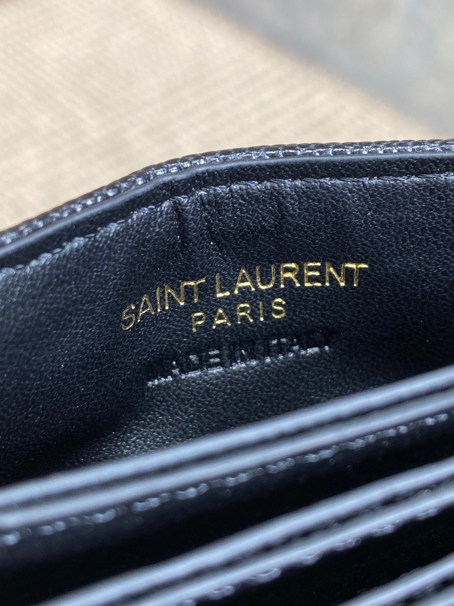 YSL Accordion Card Wallet Black 11cm Caviar Cowhide GHW