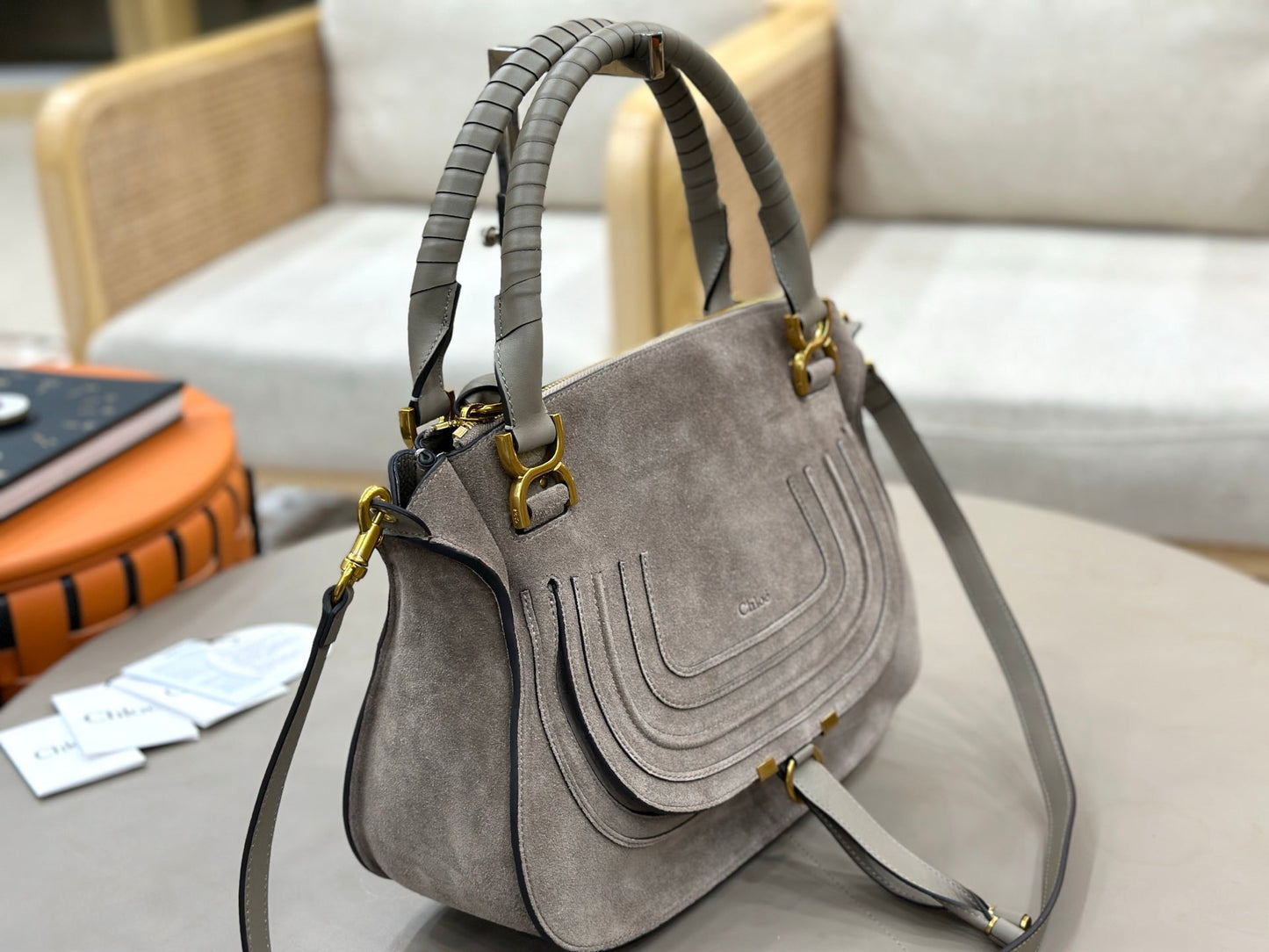 Chloe Marcie Bag Grey Suede 281265