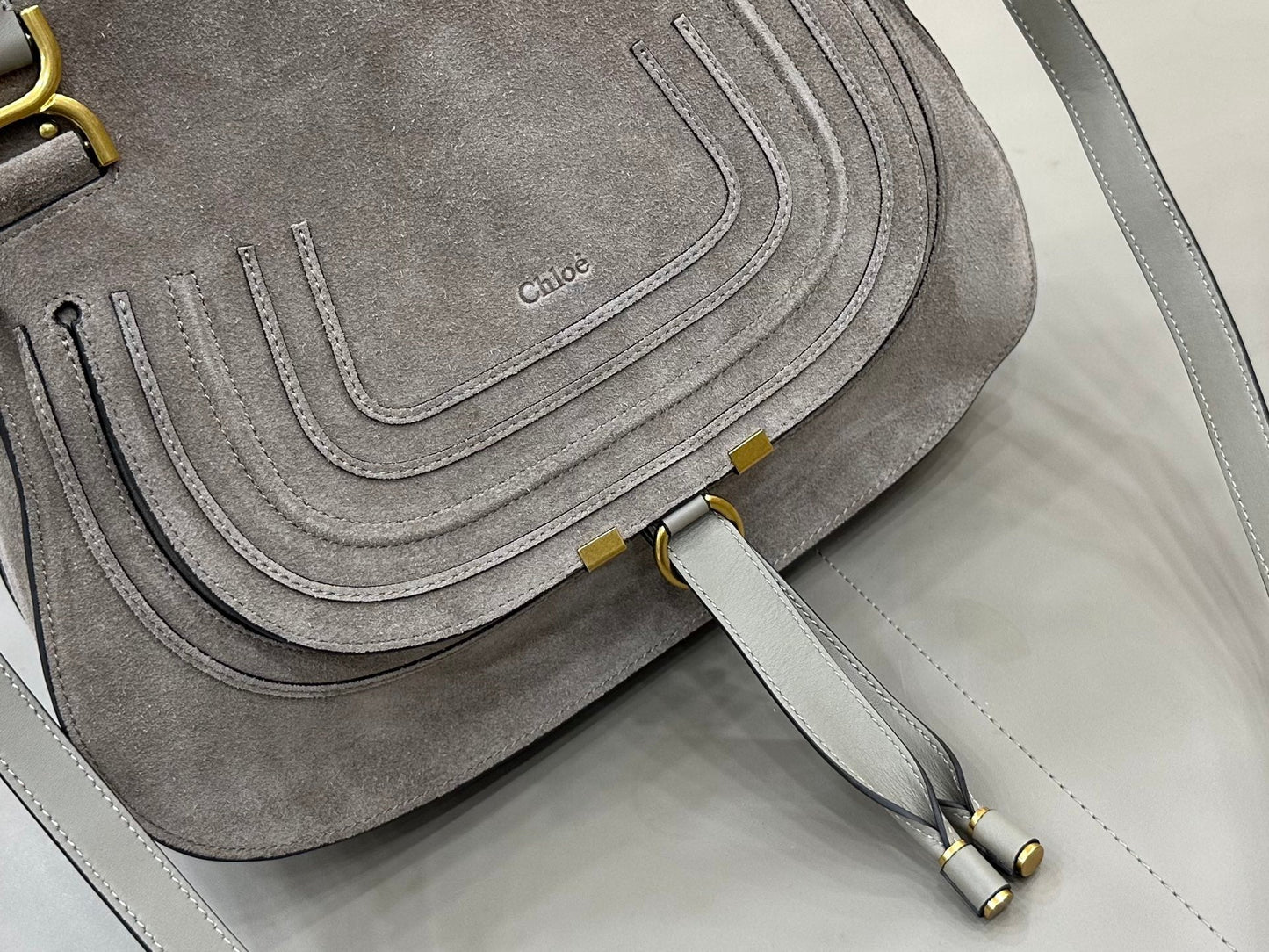 Chloe Marcie Bag Grey Suede 281265