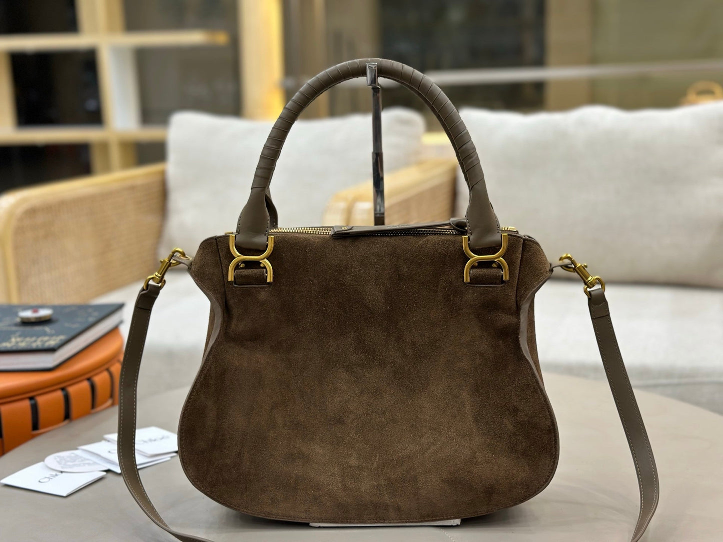 Chloe Marcie Bag Dark Brown Suede 281259