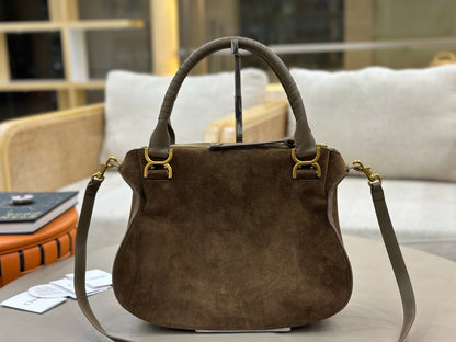 Chloe Marcie Bag Dark Brown Suede 281259