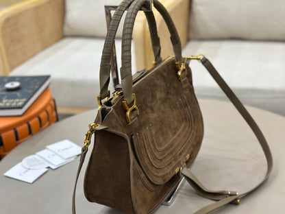 Chloe Marcie Bag Dark Brown Suede 281259